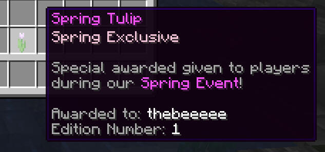 Event item, had fully working editions and limit on amount possible to be given out